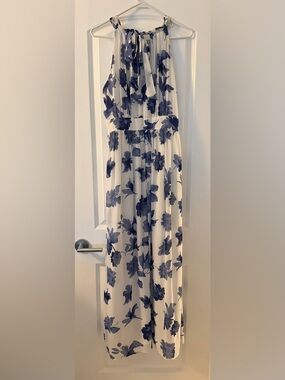 Nine West White Maxi dress with Navy Floral Print